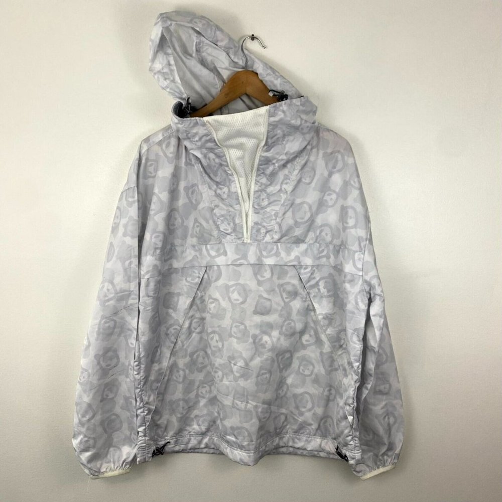 Diplomacy Windbreaker Jacket Men's Size XXL White Gray Panda Hooded Zip‎ Up NEW